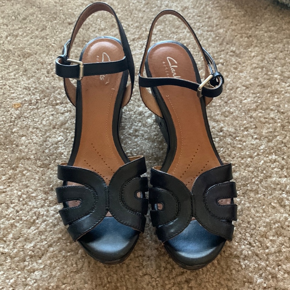 Cute black wedge heels